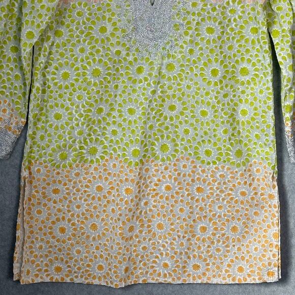 Roberta Roller Rabbit Sz S 100% Cotton Tunic‎ Top Embroidered Metallic Trim Boho - Picture 12 of 13